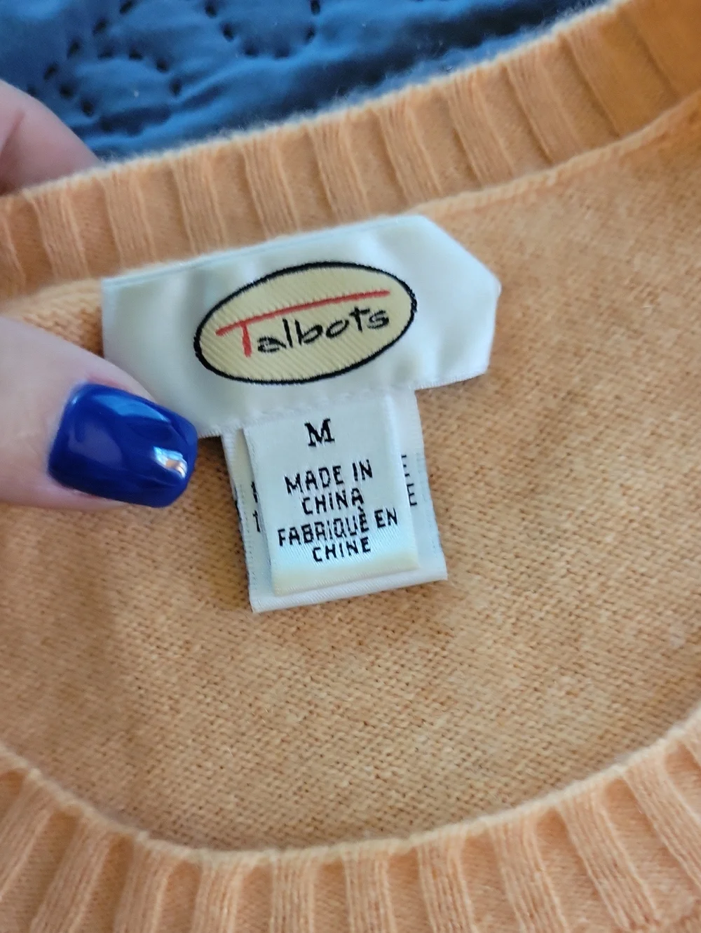 TALBOTS Short-Sleeve Crewneck Cashmere Top, Peach Orange Sherbet